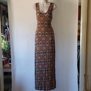 Aztec-Patterned Floor-Length Maxi Dress